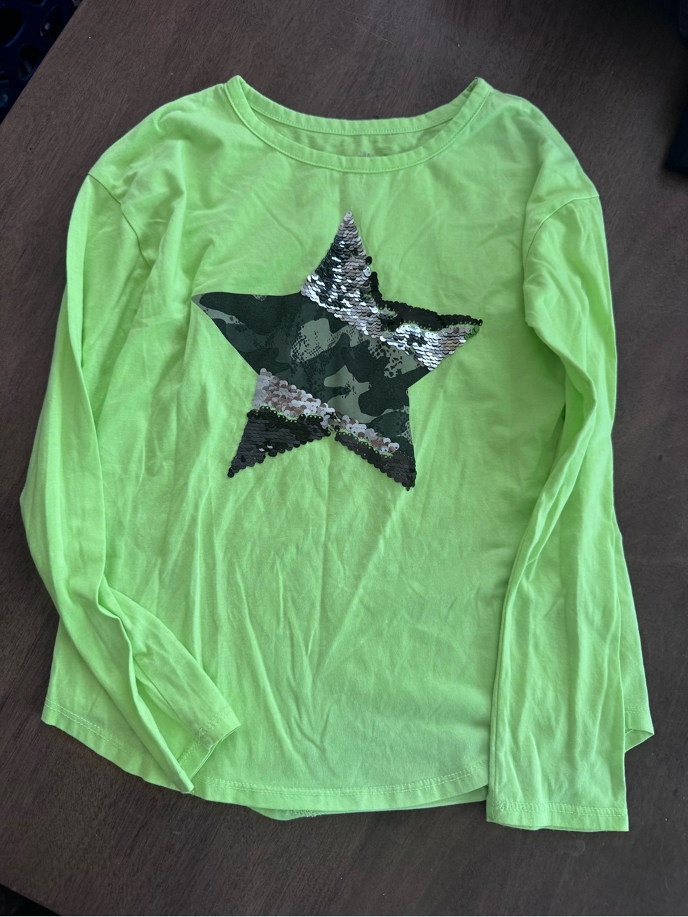Justice Girls Shirt Neon Star Sequin Camo Star Shirt NWOT Size 10